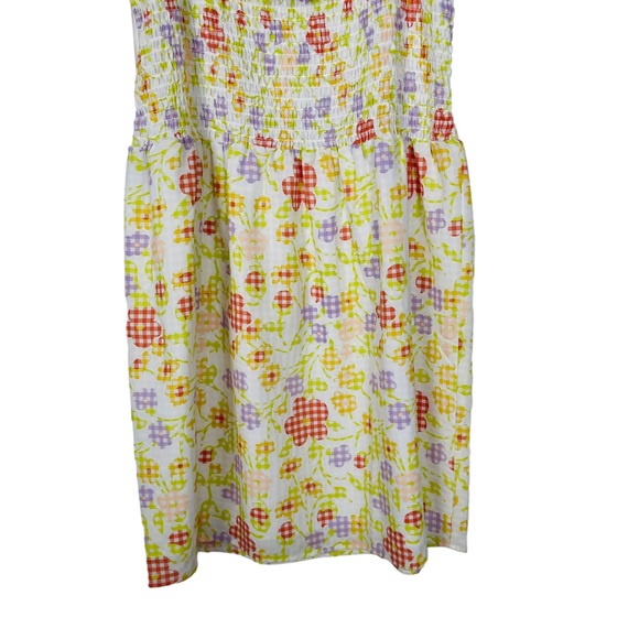 LOFT outlet puff sleeve gingham floral cute cottage dress woman's large - Picture 5 of 8